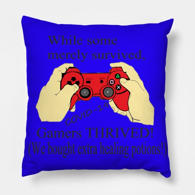 Gamers Thrive Extra Potions Black Letters Pillow by Visions by Vera