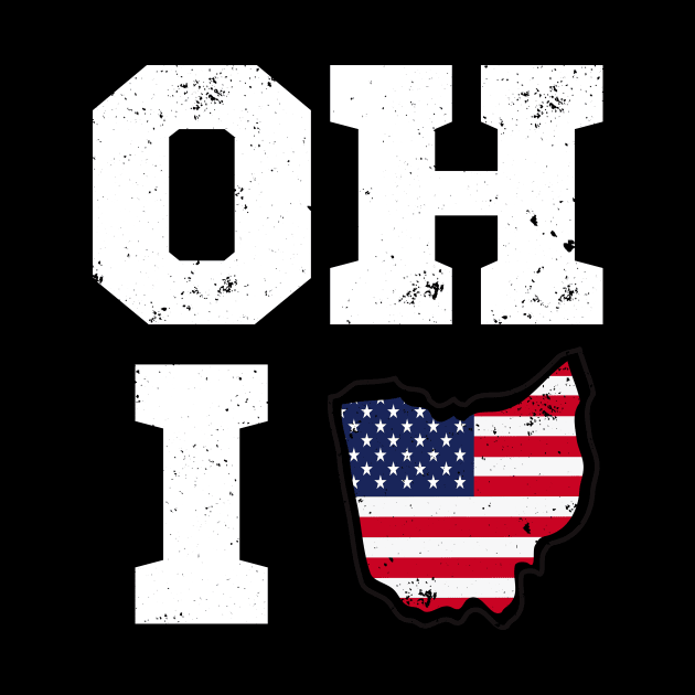 Ohio Map State USA Flag by Foxxy Merch