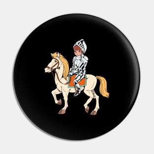 Boy in armor riding horse - knight Pin