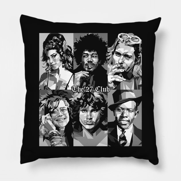 the 27 club (Grayscale) Pillow by RJWLTG