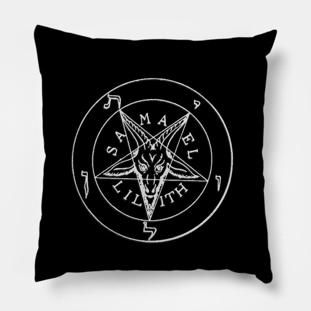 Sigil of Baphomet Clothing | White on Black Mass | Satanic Pillow by WearSatan