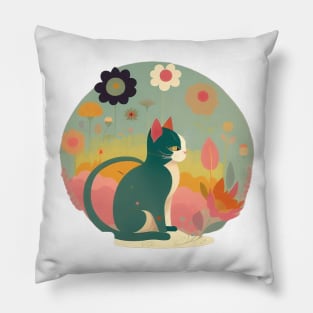 KitKat and the Flowers Pillow