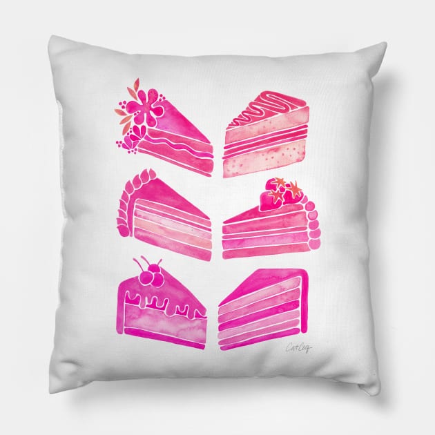 Pink Cake Slices Pillow by CatCoq