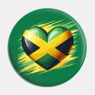 Jamaica Flag Heart Pin