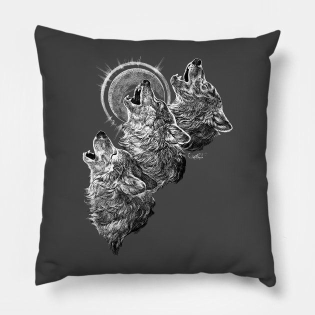 Howling Trio Pillow by wildaccent