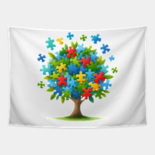 Tree Puzzle Autism Awareness Gift for Birthday, Mother's Day, Thanksgiving, Christmas Tapestry