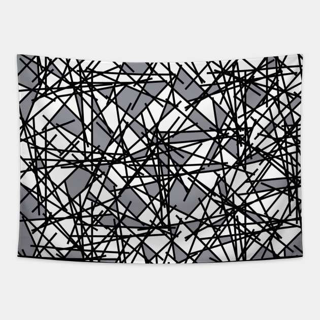 Grey 80s Memphis Shards Abstract Postmodern Pattern Tapestry by BillingtonPix