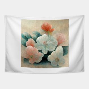 Traditional Japanese Flowers Painting Canvas #3 Tapestry