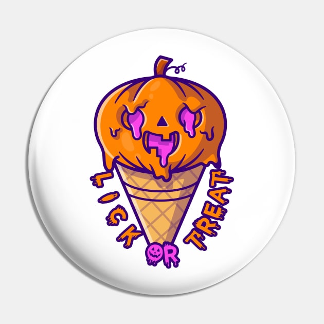 Ice Cream Pumpkin Halloween - Funny Pin by Ravensdesign