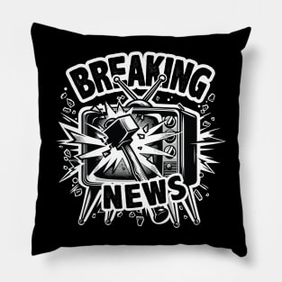 "Breaking News" Funny Pun Satire Sledgehammer & TV Pillow