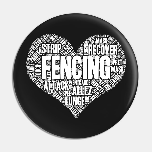 Fencing Heart Saber Epee Fence Gift graphic Pin by theodoros20