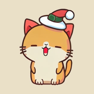 Christmas Cat Hat T-Shirt