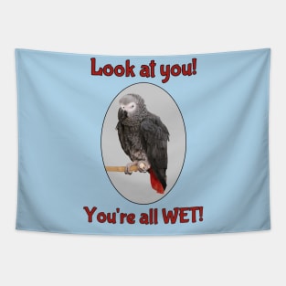 African Grey Parrot on Perch Tapestry