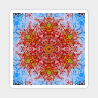 Digital Mandala Red Yellow and Blue Magnet