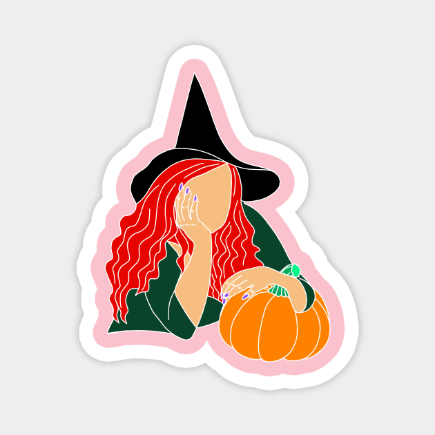 Witch pumpkin Magnet by candelanieto