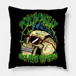 Psychobilly Skull Back from the Grave Pillow