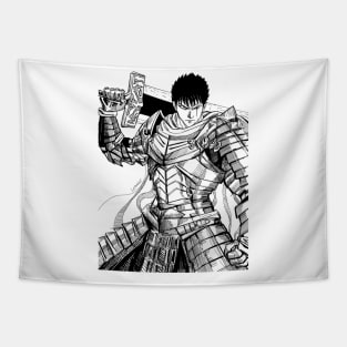 the dragon killer in armor of madness ecopop anime style art Tapestry