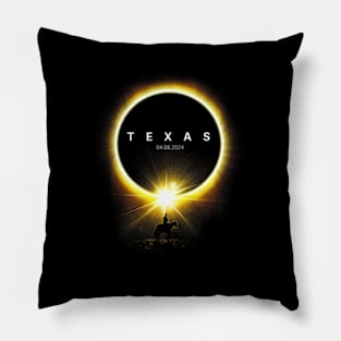 2024 Solar Eclipse Seen From The State Of Texas For Cowboys Pillow