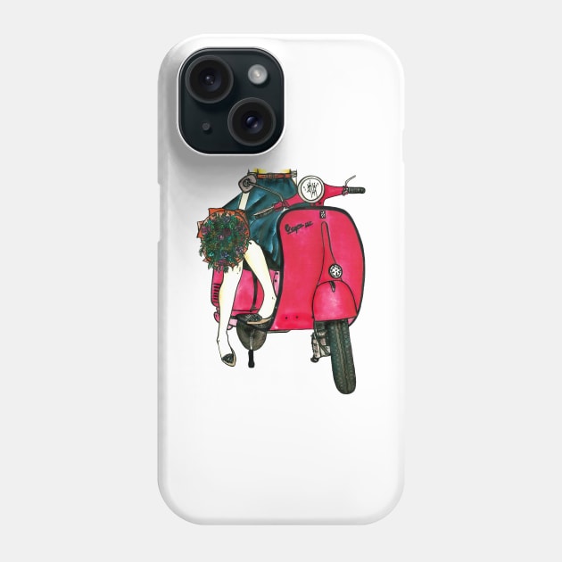 Red Scooter in Paris Phone Case by CasValli