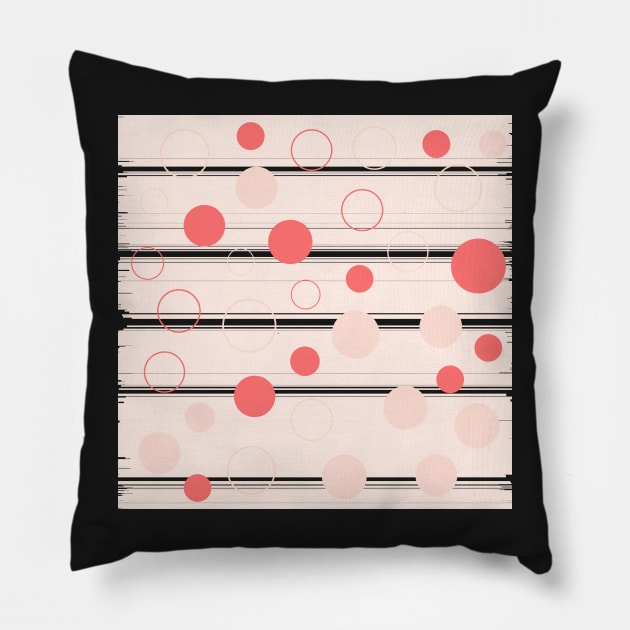 circles and Glitch lines Pattern Pillow by Jkinkwell