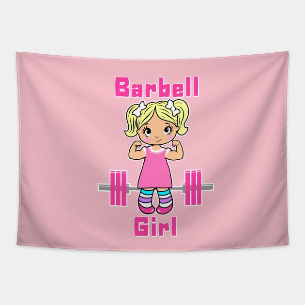 Barbell Girl, fitness girl, gym girl Tapestry by TimAddisonArt