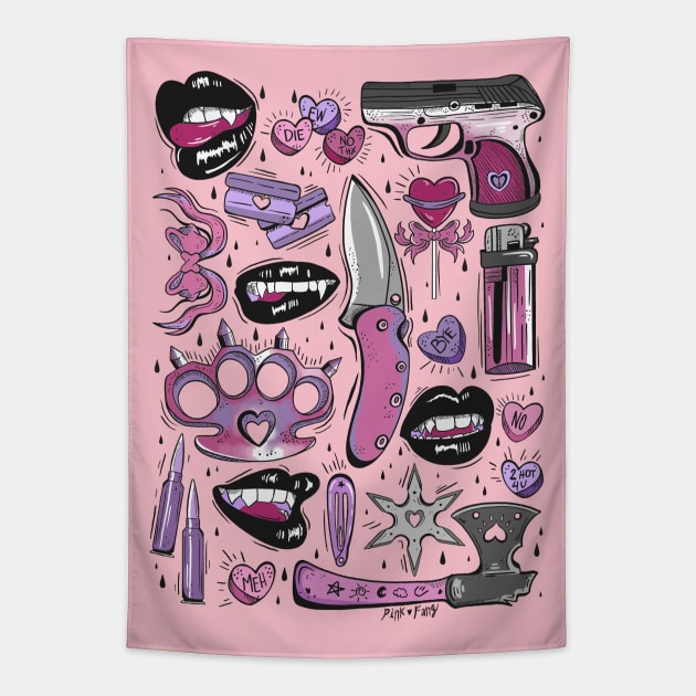 Vampire Girl Gang Tapestry by Pink Fang