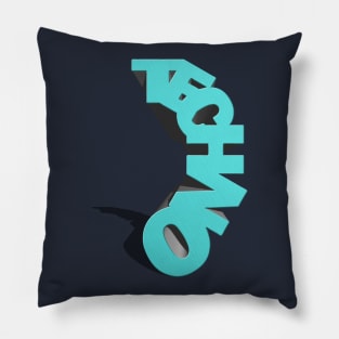 Techno Statue Blue Pillow