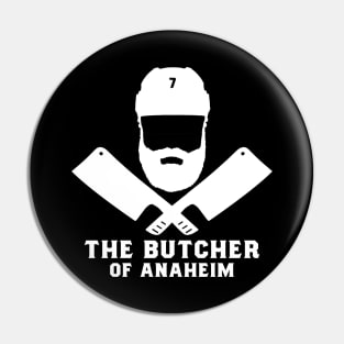 FRONT ONLY Anaheim Ducks Radko Gudas The Butcher of Anaheim White Font Pin