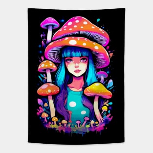 Anime Girl Fly Agaric Magic Design Tapestry