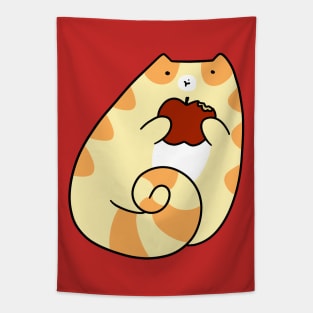 Tabby Cat Eating an Apple Tapestry