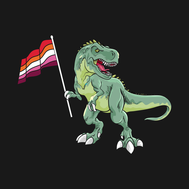 Funny Dinosaur Flag Lesbian Pride LGBT Gift by Lones Eiless