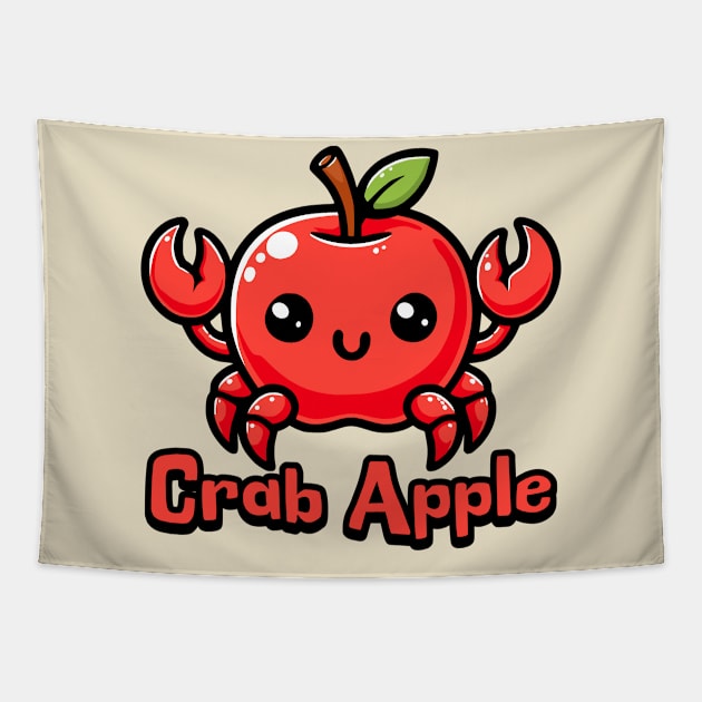 Crab Apple! Cute Cute Food Animals Pun Tapestry by Cute And Punny