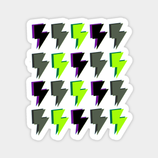 Lightning Bolts in Green, Purple and Black Magnet