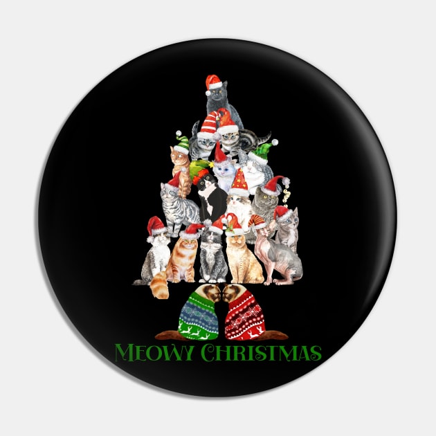 Cat Lover Meowy Christmas Tree Pin by Harlems Gee