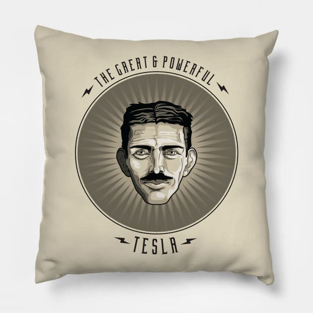The Great & Powerful Tesla Pillow by DubyaTee