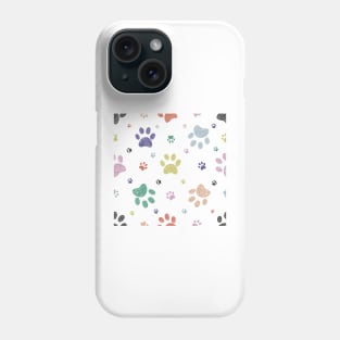 Doodle colorful paw prints Phone Case