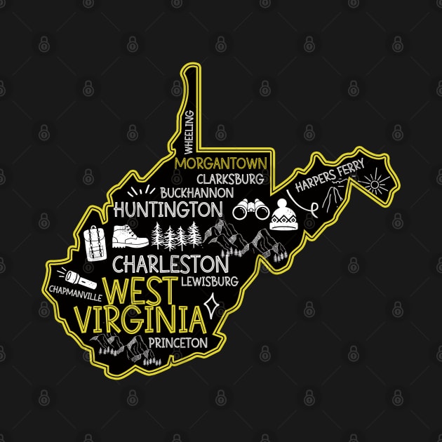 Morgantown West Virginia Map Lewisburg Huntington by BoogieCreates