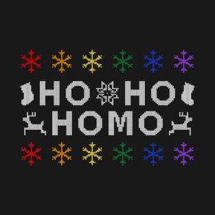 Ho Ho Homo Ugly Sweater (Rainbow) T-Shirt