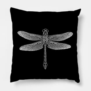 White dragonfly lineart Pillow