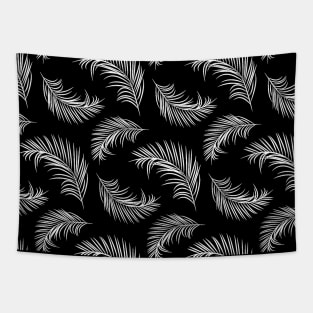 Black and white palm tree leaves Tapestry