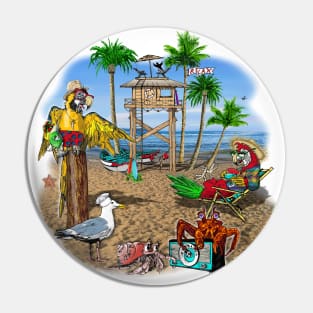 Parrot Beach Party Pin