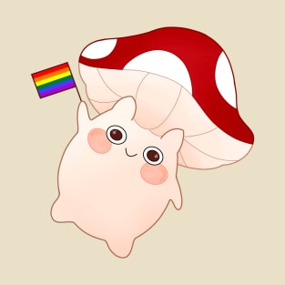 dancing and waving mushroom with gay pride flag T-Shirt