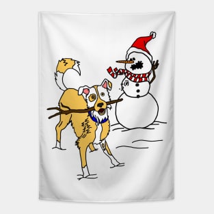 Rough Play Snowman and Dog Tapestry