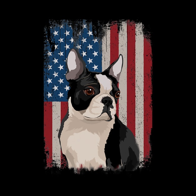 Boston Terrier American Flag Patriotic 4Th Of July by eldridgejacqueline