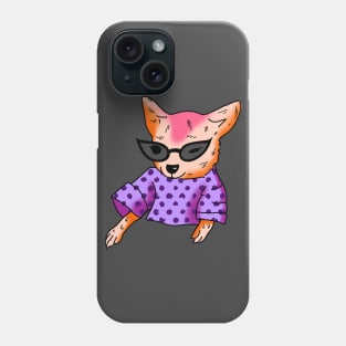 funny orange chihuahua wearing cat eye glasses and a purple shirt cute gift Phone Case