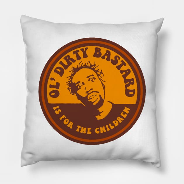 Ol' Dirty Bastard Is For The Children Pillow by GIANTSTEPDESIGN