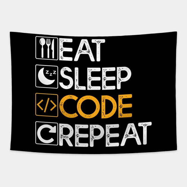 Eat Sleep Code Repeat Gift Coding Lovers Gift Tapestry by mommyshirts