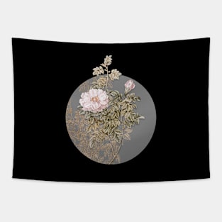 Vintage Blooming Ventenat's Rose Botanical Illustration on Circle Tapestry