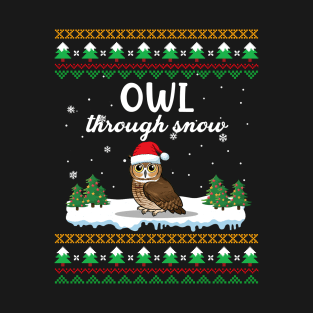 Owl Through Snow Funny Christmas Costume T-Shirt