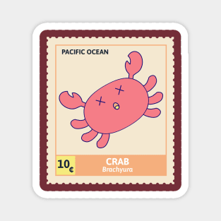 Kawaii Cute Fainted Red Crab, Ocean Stamp Collection, Stamp Collector Magnet